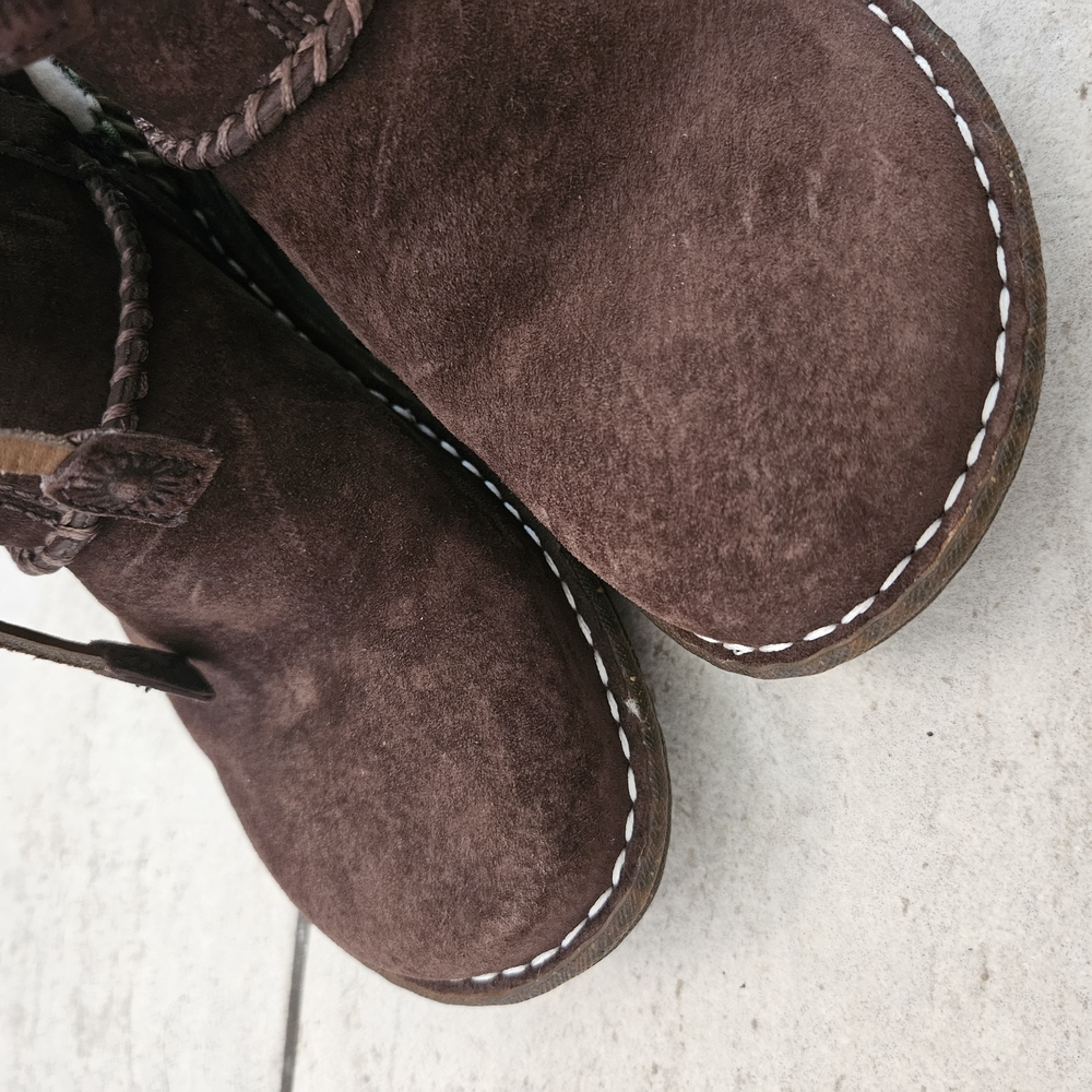 Ugg Brown Suede Shearling Ankle Boots - Picture 3 of 7